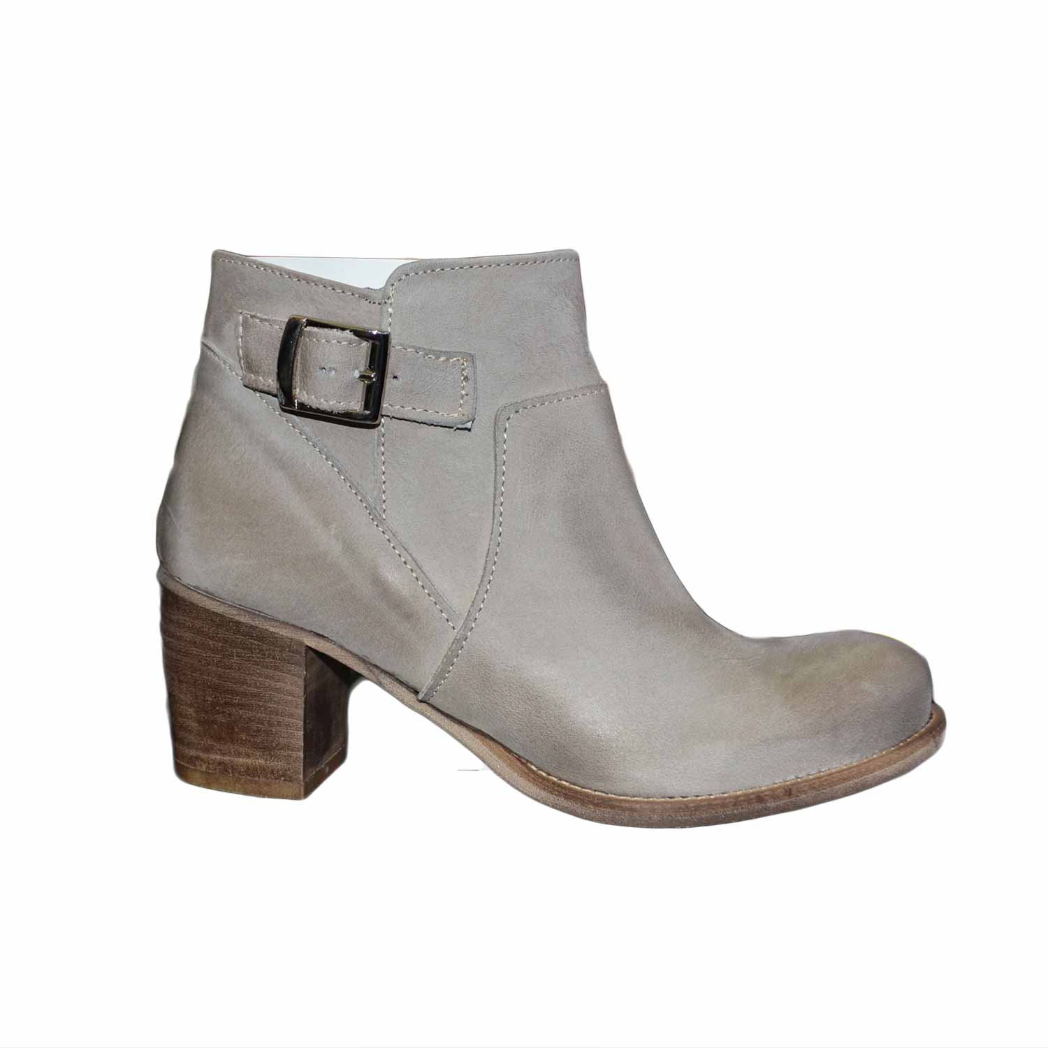 Scarpe donna tronchetto nabuk grigio made in italy con fibbia e zip latareale vera pelle genuine leather tacco 70 comfor